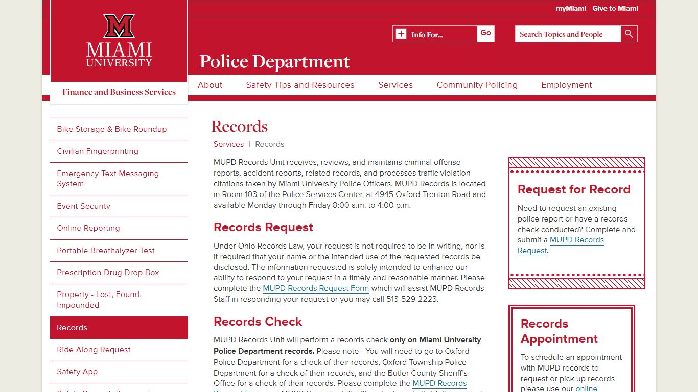 Records | Police - Miami University